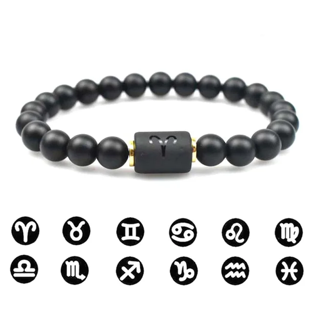 Natural Stone Beads Zodiac Signs Bracelet Friends Couples 12 Constellation Stretch Beaded Bracelet For Men Women Jewelry Gift 1
