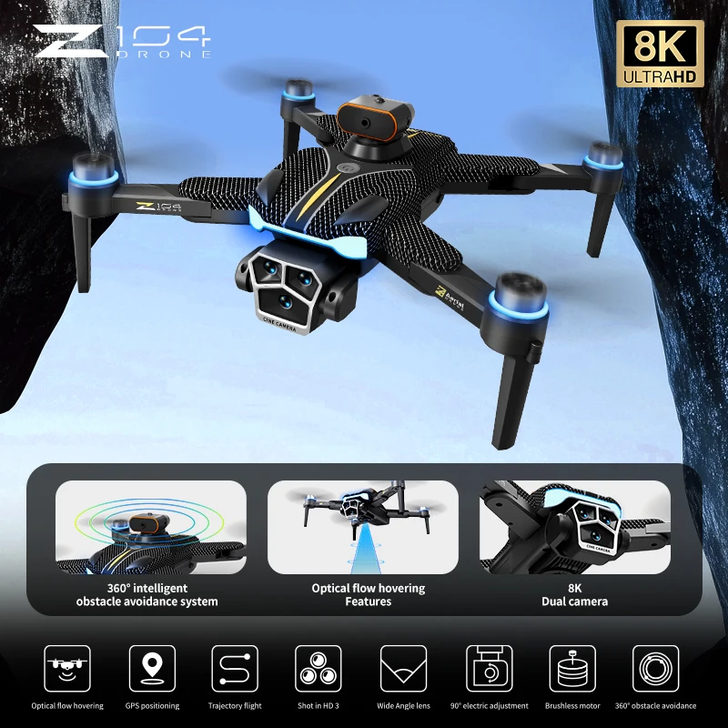 New Z104 RC Drone Cam Wide-angle 8K HD Professinal Dual Camera 4.5-inch screen remote control 360° Obstacle Avoidance Quadcopter