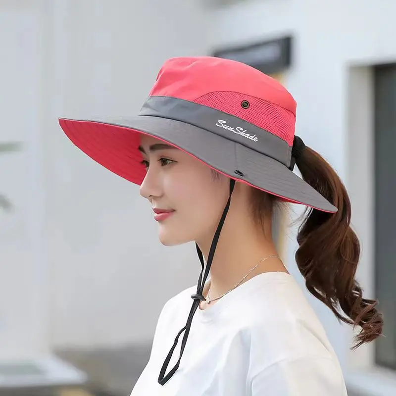 Outdoor big edge shading couple bucket hat foldable sun hat sun protection cycling travel mountaineering travel hat women