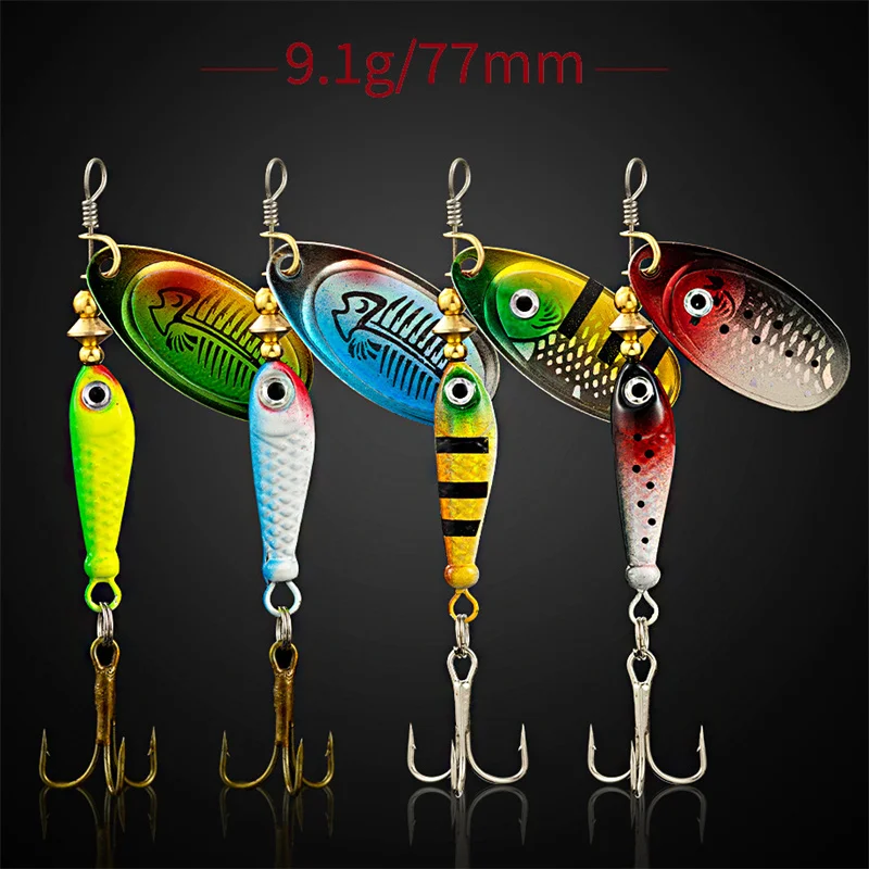 Leurre métal tournant 9,1g 7cm avec sequins pour brochet sandre perche et black bass