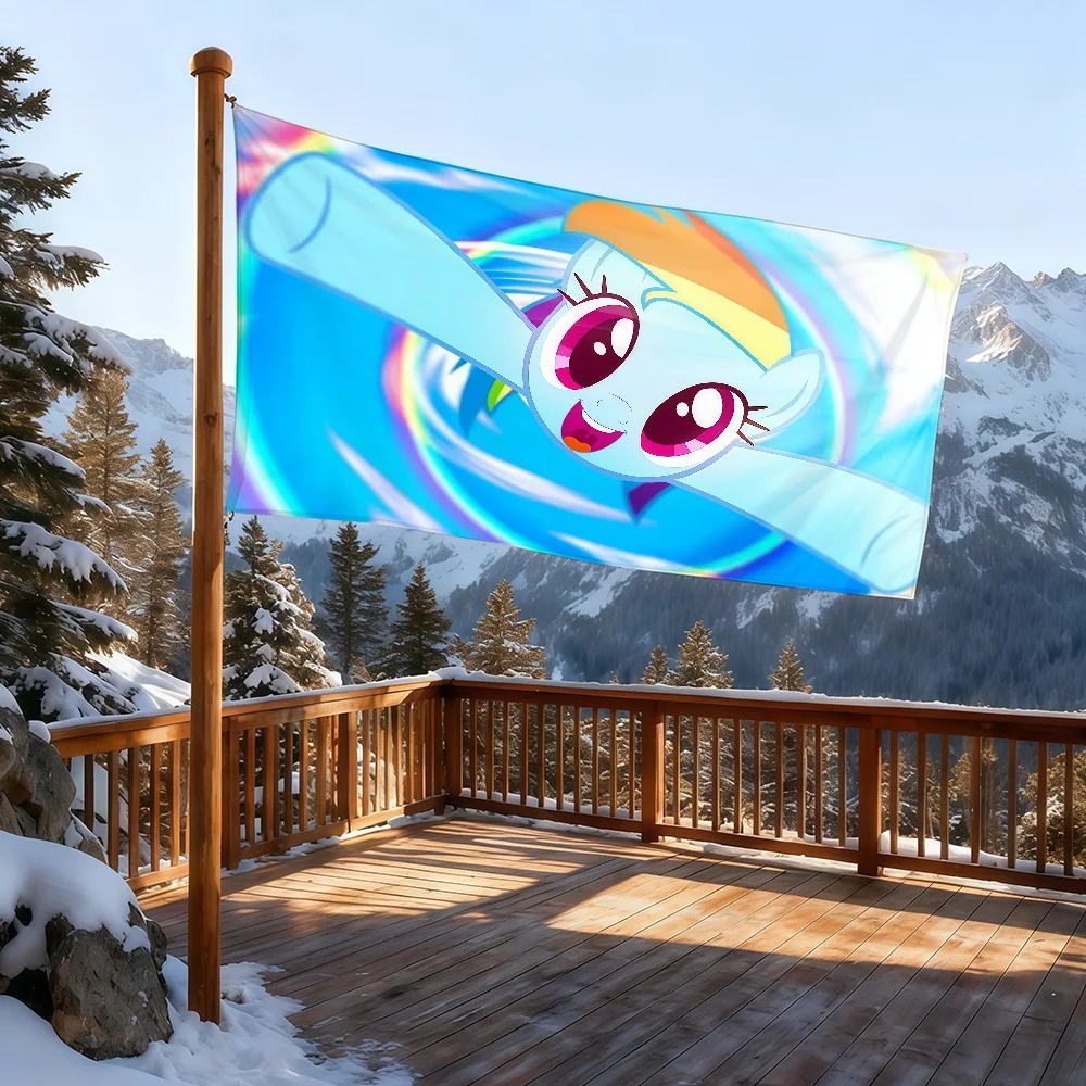 M-My L-Little P-Pony-ES Cartoon-Flagge für Zimmer, Wohnheim, Camping, Picknick, Kunststil, Garage, Bar, Wanddekoration, Banner – Detail 12
