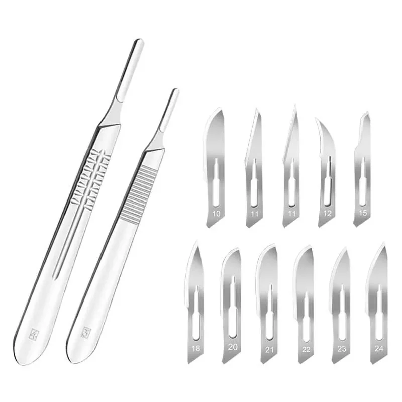 Carbon Steel Scalpel Surgical Blade Surgical Knife Tool Carbon Steel Carving Metal Scalpel Handle Tool 100pcs/1pc