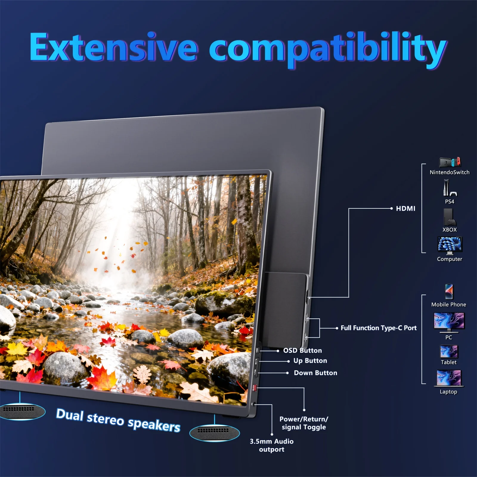16인치 165Hz 휴대용 모니터 2K 16:10 100%sRGB 450Cd/m² 노트북 스위치용 TFT 여행용 디스플레이 ps4 ps5 Xbox