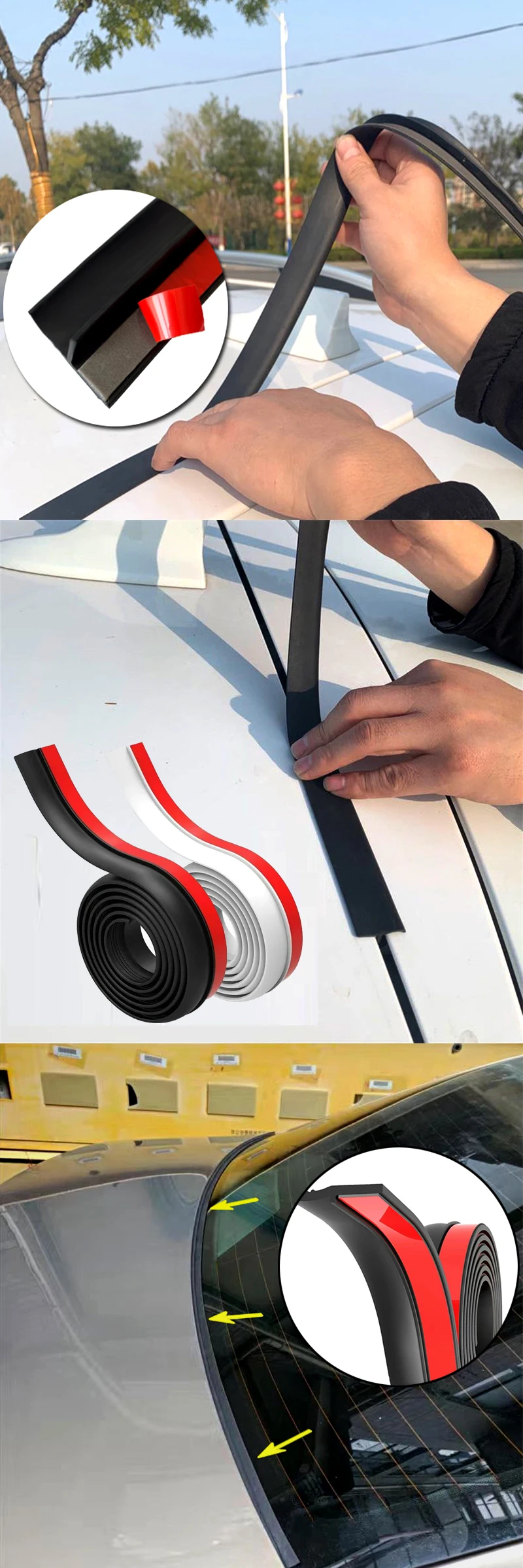 Universal Auto Dach Stamm Abdeckung Rand Staubdicht Wasserdicht Dichtung Streifen Auto Gummi Dicht Streifen Sonne-Beständig Langlebig – Detail 2