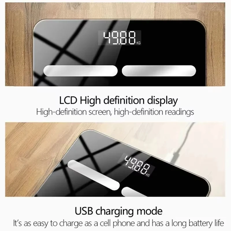 Loss Weighing Device LED Display Smart Body Weight USB Charging Precision Electronic Scale For Home Office Adult_voghion.com