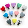 1pcs Silicone Heart-shaped Pacifier Clip Clasp No-Rusty Silicone Beads Baby Chew Dummy Chain DIY Adapter Easy to Attach 5