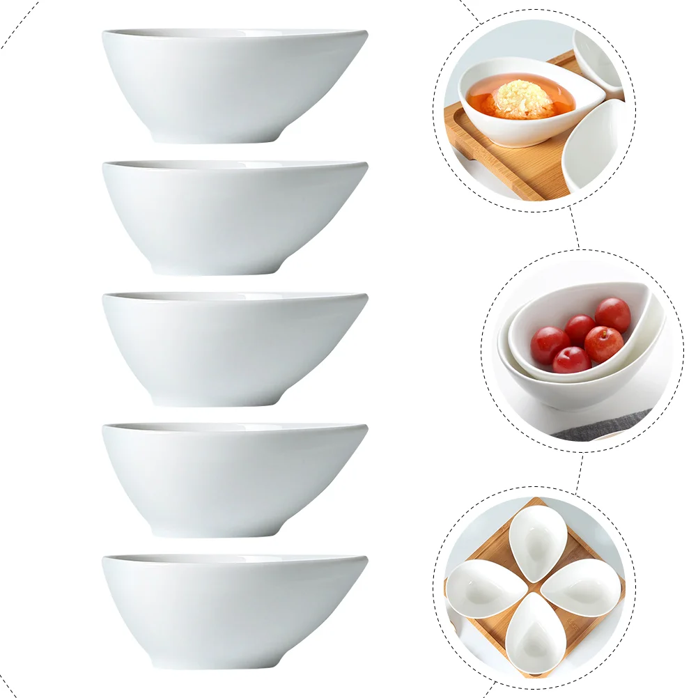 5 Pcs Condiment Water Drop Seasoning Dish Mini Vinegar Plate Melamine Household Dipping Bowl