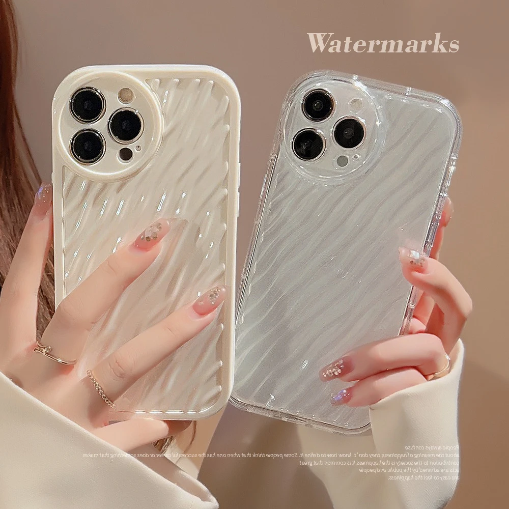 

Luxury Soft Silicone Water Ripples Shape Phone Case, For iPhone, 11, 12, 13, 14, 15, Pro Max, Plus, Pro, X, XR, XS Max, 7P, 8P