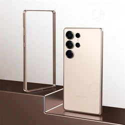 Luxury Light Aluminum Metal Frame Bumper Case - Thin Alloy Back Accessories - Sam S25 Ultra (Desert Gold HMK)