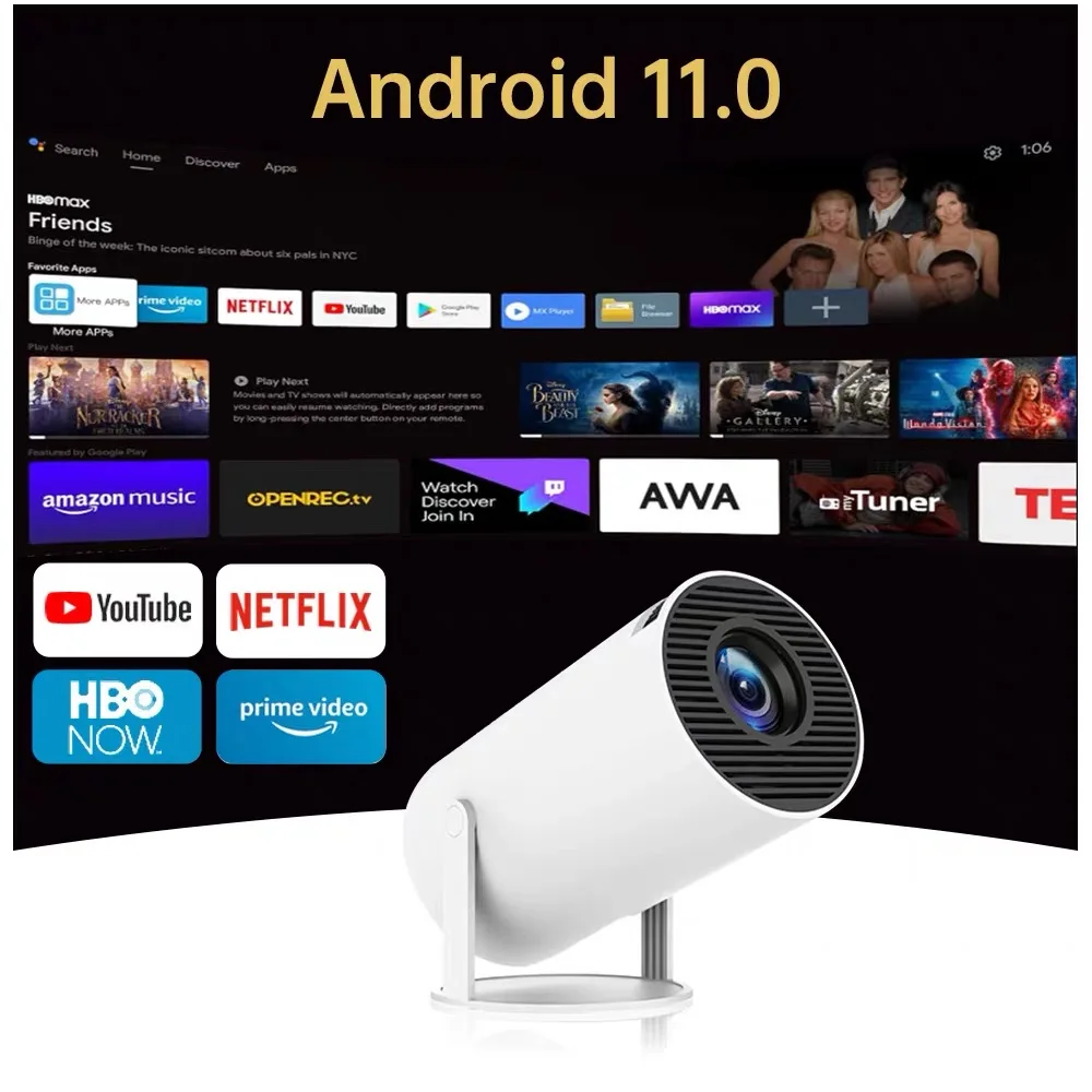 HY300pro 울트라 HD 프로젝션 스크린, 스마트 소형, 휴대용, 휴대폰, 컴퓨터, 크로스 보더, 4k