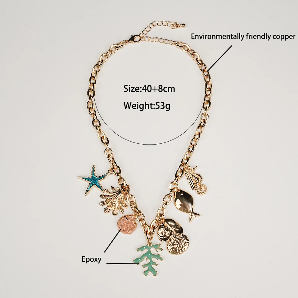 Long Tiantian Set 4 Collane Con Conchiglie E Stella Marina | Gioielli Spiaggia Estivi | Regalo Vacanze Per Donne E Ragazze