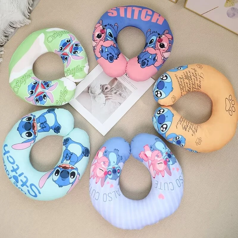 Lovely Lilo & Stitch U-shaped Neck Pillow Cute Stuffed Anime Stitch Angel Travel Pillow Cartoon Printed Nap Pillow Washable 2