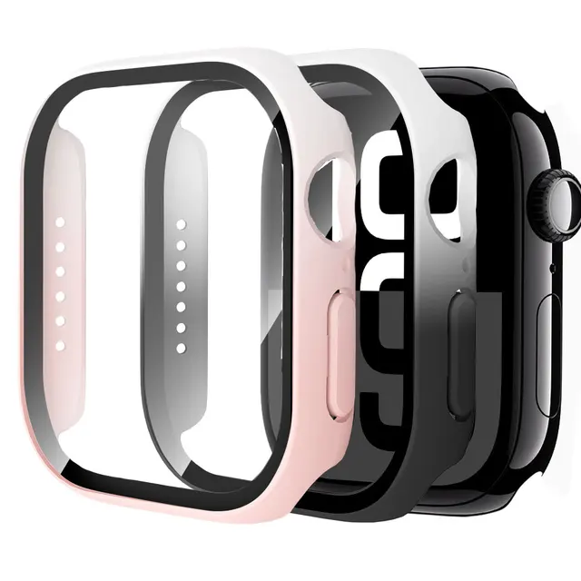 Verre trempé + étui pour Apple Watch 40mm 41mm 42mm 44mm 45mm 46mm protecteur d'écran housse de protection PC iWatch 10 8 7 9 6 SE 5 4 1