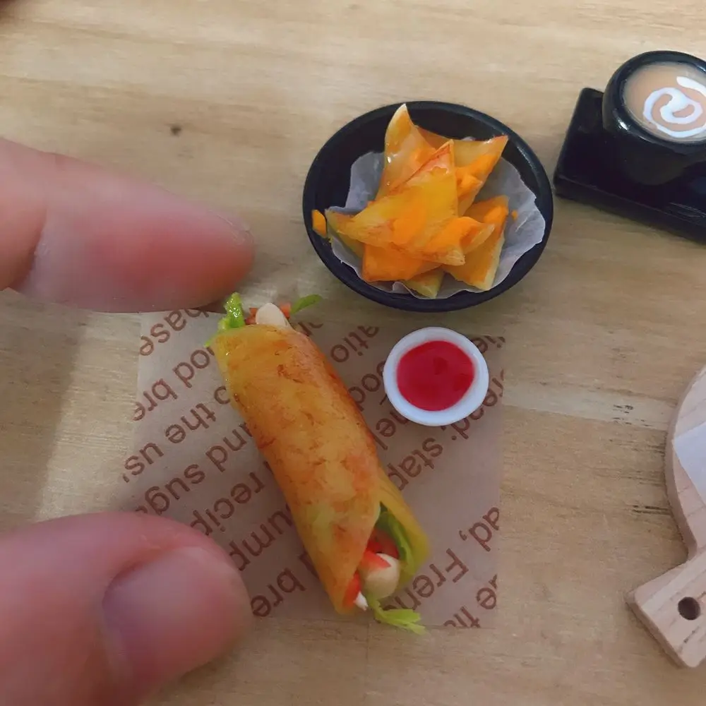 1/12 Scale Dollhouse Miniature tacos Baking burrito for Blyth OB11 BJD Doll House Kitchen Play Toys Accessories 4