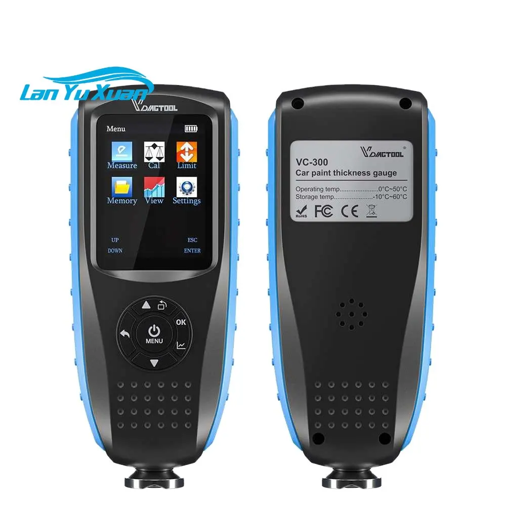 

VDIAGTOOL VC300 Car Thickness Gauge with Digital LCD Backlight Car Paint Tester Fe/nFe Coating Thickness Gauge 0.1micron/0-1300