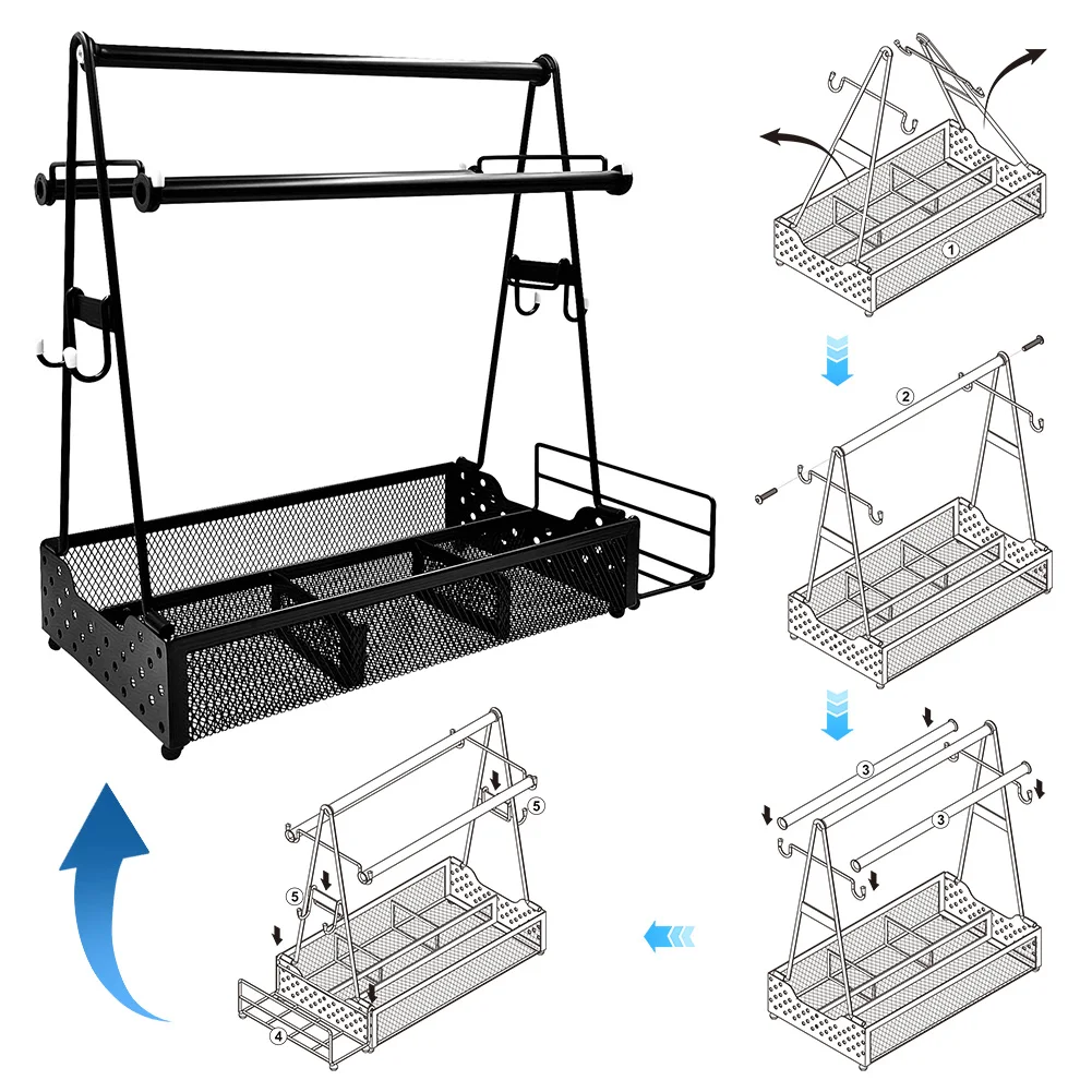 Picnic Grill Condiment Caddy with Paper Towel BBQ Accessories Storage Organizer for Griddle Grilling Tool RV Patio Camper Must