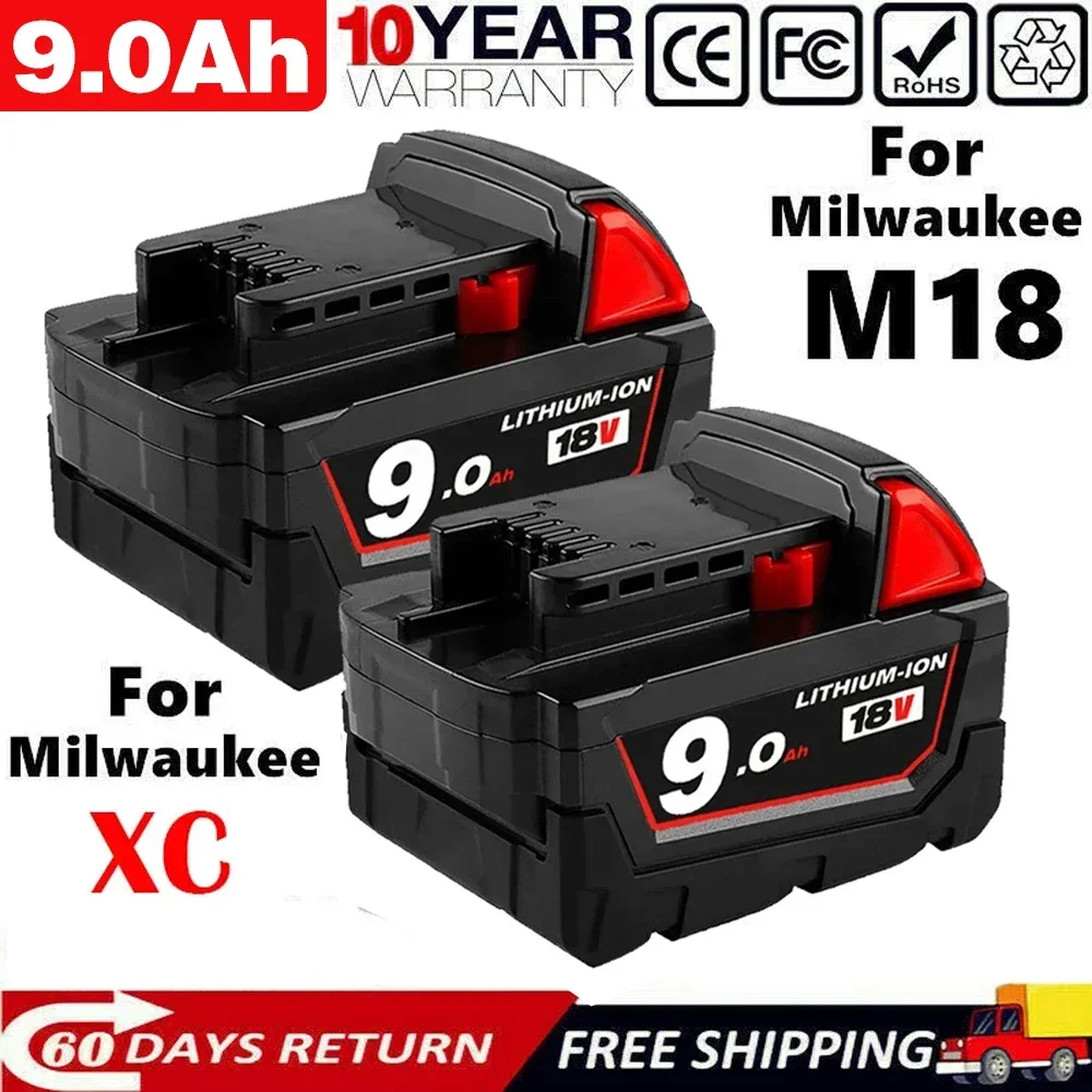 

For Milwaukee 48-11-1852 M18 LITHIUM XC 6.0Ah Extended Capacity Battery for Milwaukee 48-11-1850 48-11-1840 Cordless Power Tools
