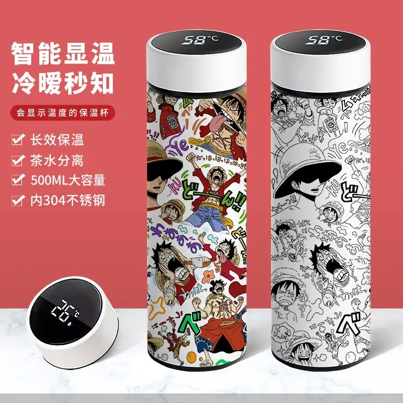 Nuovo One Piece Rufy Anime Smart Thermos Cup Student Water Cup 304 In Acciaio Inossidabile Portatile Tazza Da Tè Di Grande Capacità Regalo Di Natale