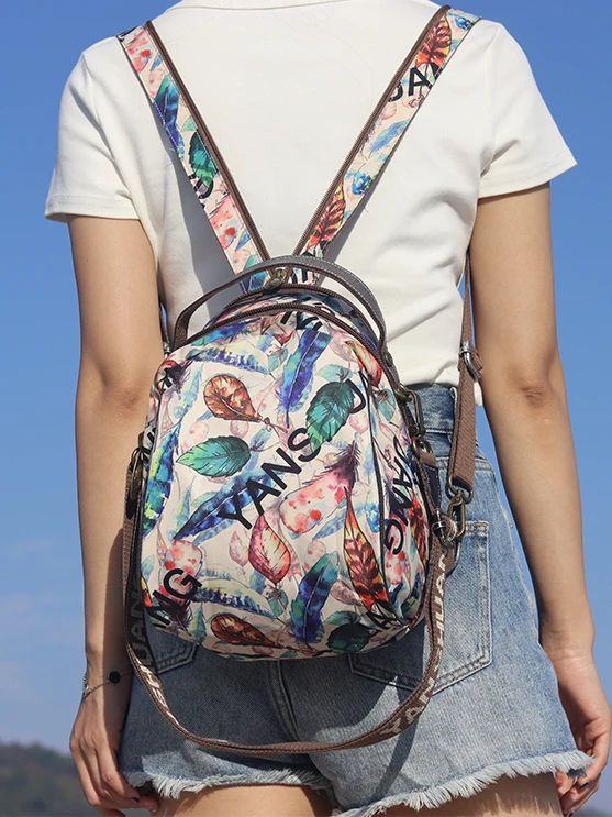 레트로 스타일 듀얼 숄더 백팩 크로스바디 핸드백 유니섹스 소프트 캔버스 소재..