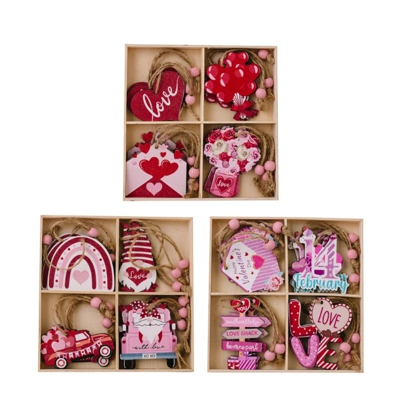 

Set of 4 Decorative Set Valentine's Day Themed Pendants Lovely Couples Key Chain Colorful Hangings Accessories