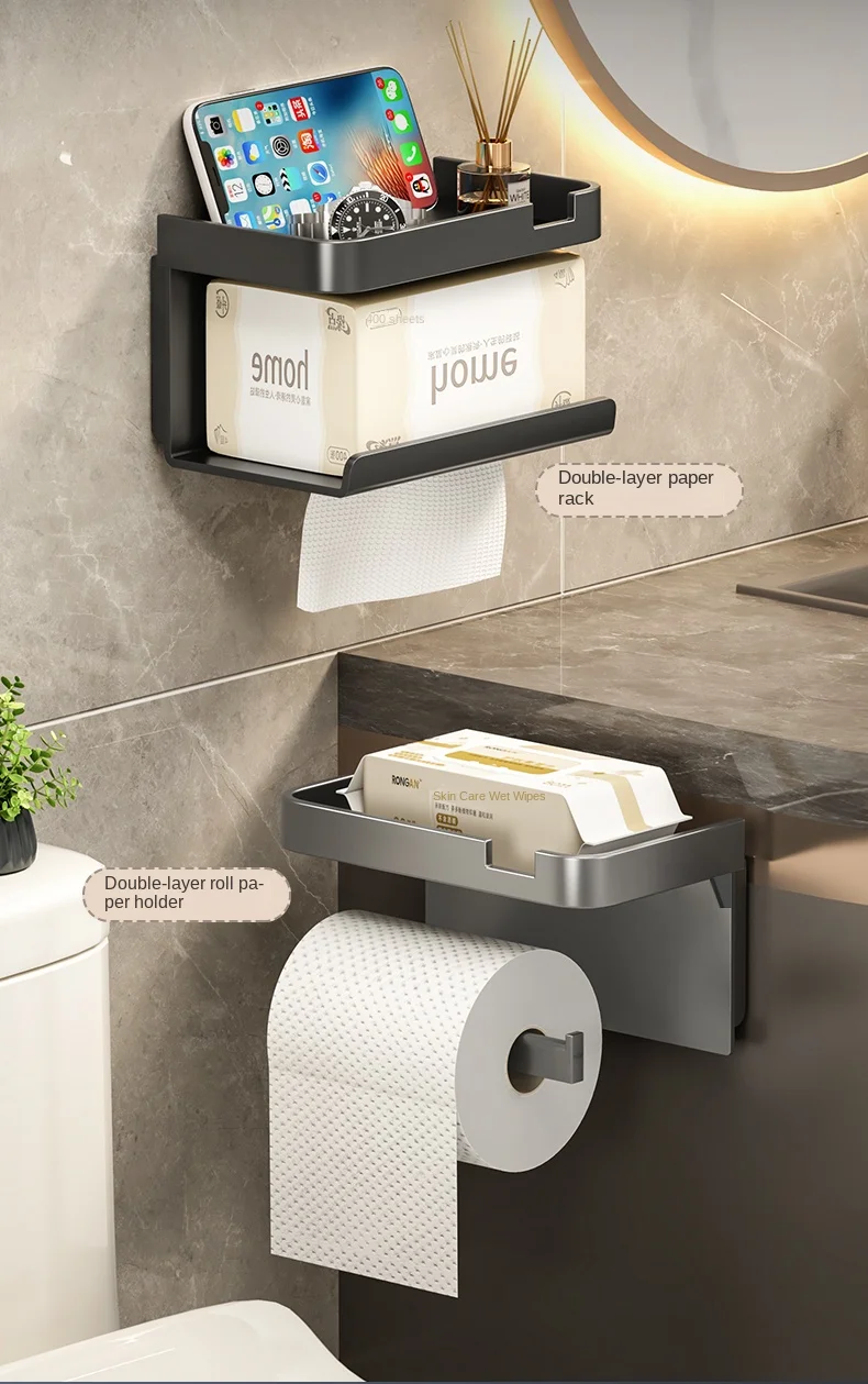 Badezimmer-Taschentuchhalter, Ohne Bohren, Wandmontierter Taschentuchspender, Gesichtstücher-Aufbewahrungsregal, Toilettenpapierhalter – Detail 6