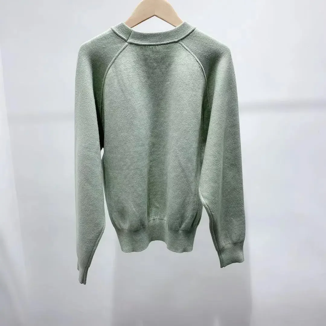 

Zadigant Fall Winter New Women Loose Sweatpants Bean Green Embroidered Casual Knit Pants / Hoodie