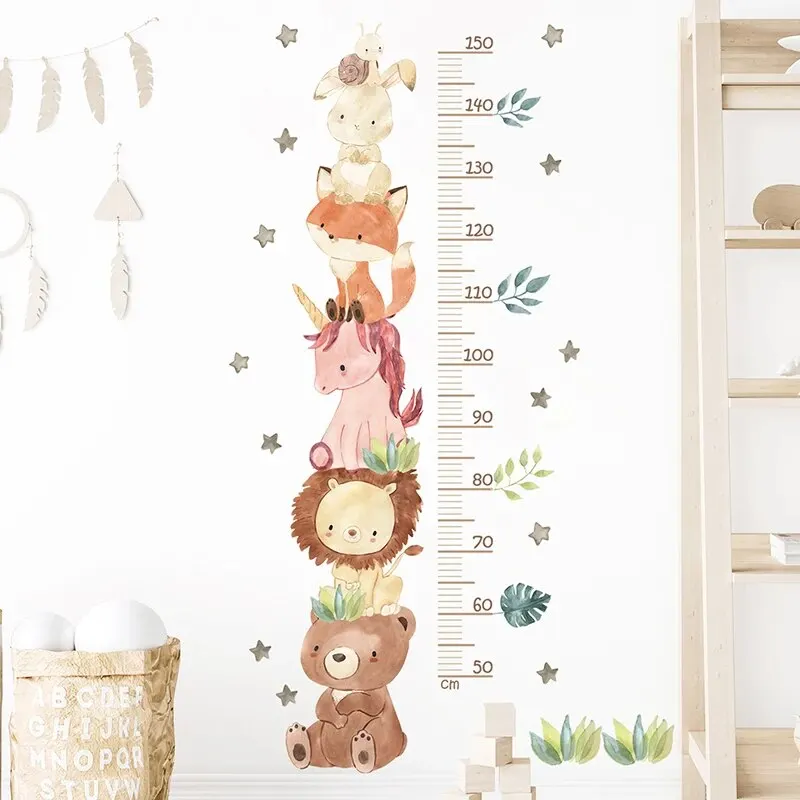 wall stickers Cute Unicorn Animals Height Measurement Wall Stickers 3Pcs for Kids Room