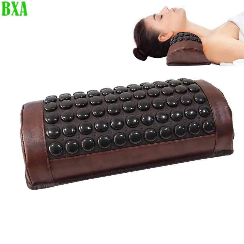 New Jade Tourmaline Massage Pillow with Heating Far Infrared Heated Massage Bolster Neck Pillow for Cervical Spine  Muscle Relax infrared natural jade heating pad 180 tourmaline stones heating mat treat restoring the health of fatigued and tensioned muscle