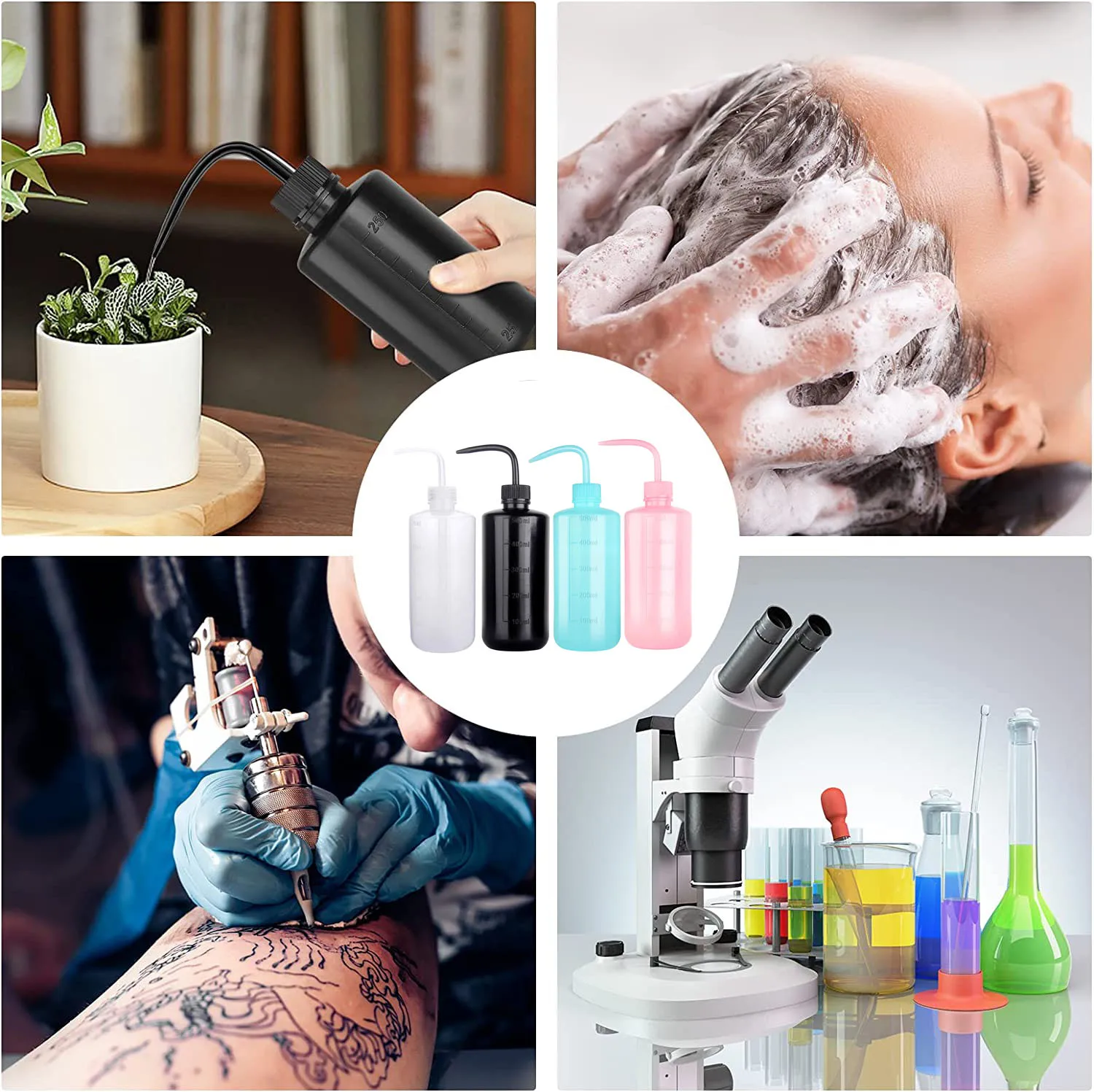 250/500ml Watering Can Succulent Watering Bottle Flower Squeeze Bottle with Scale Label Plastic Bend Mouth Safety Wash water bottle