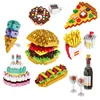 Mini Building Blocks Food Fast Food 3D Model Bricks DIY Burger Fries Wine Miniature Particle Puzzle Children Assembly Toy Gifts