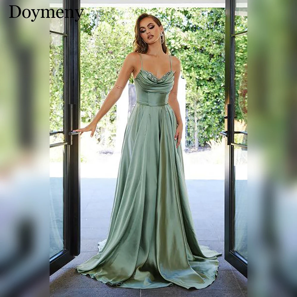 

Doymeny Cocktail Dresses Sexy Dress For Women Date night V-Neck Spaghetti Straps Satin Luxury Draped vestidos de coquetel