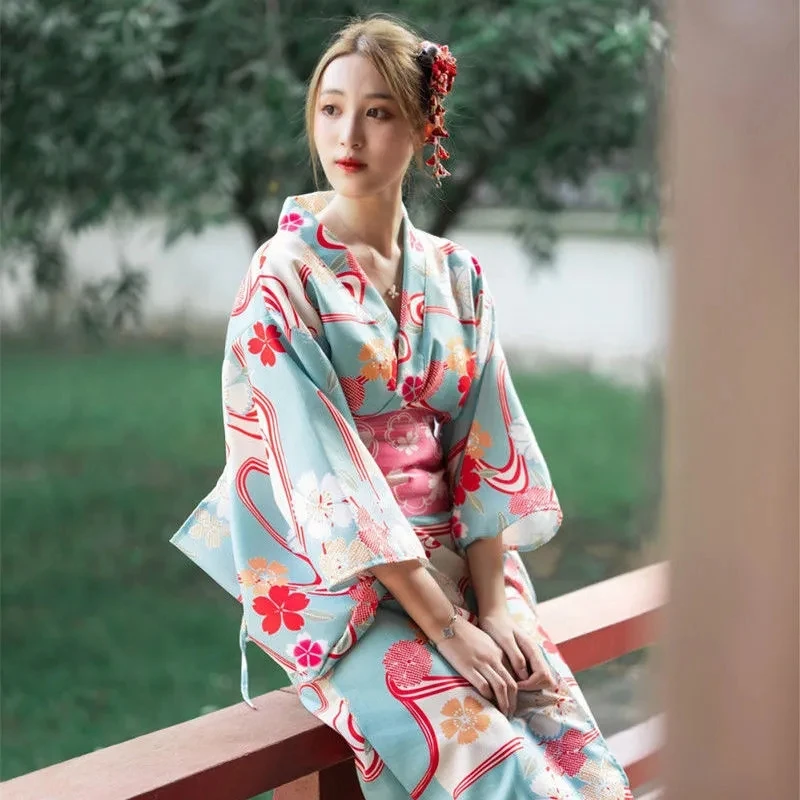 

Japan Formal Traditional Improved Kimono Women Banquet Dance Clothing Elegant Cherry Blossom Student Japanese Photo Dresses