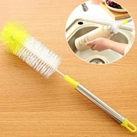 Round Head Bendable Long Handle Cup Brushes Bottle Brush Cleaning Brush Home Kitchen Gadget Random Color 1