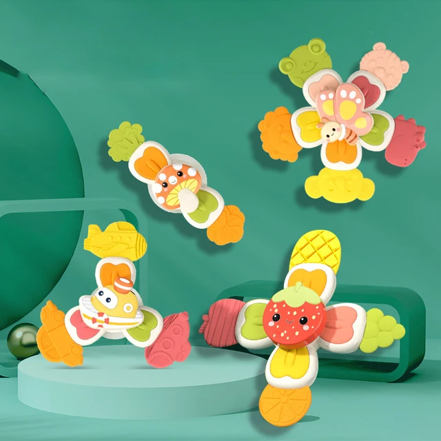 Suction Cups Spinning Top Toy For Baby Infant Insect Gyro Relief Stress Educational Toys Suction Rotating Rattle Sets Bath Toys 5