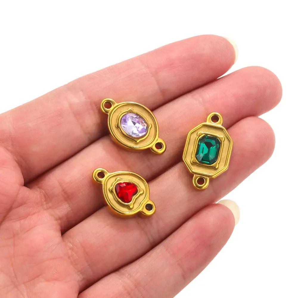 Stainless Steel Double Hole Crystal Connector Jewelry Titanium Steel DIY Jewelry Wholesale 8