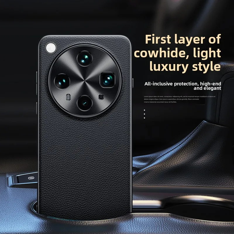 Premium Genuine Cowhide Litchi Leather Hard Cover - Full Protection Case in Elegant Design