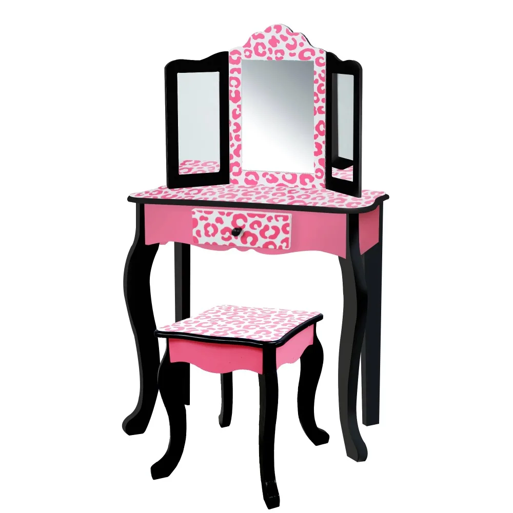 

Fantasy Fields Gisele Leopard Print Vanity Table Playset - Pink / Black