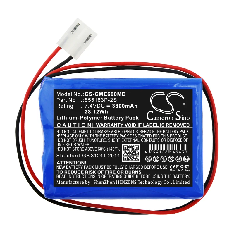 

Medical Battery For CONTEC 855183P-2S ECG-600G Li-Polymer 7.40V 3800mAh / 28.12Wh Blue 78.00 * 57.60 * 17.00mm