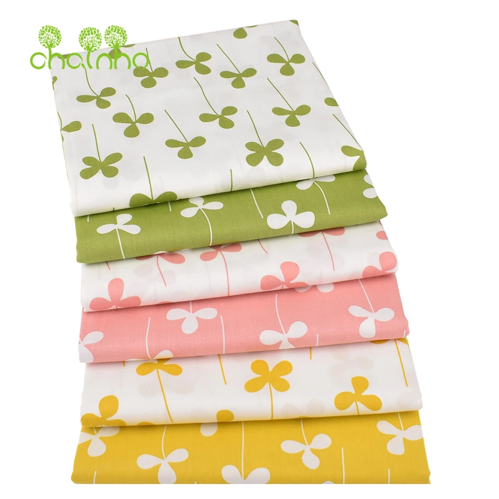 Chainho,Printed Twill Weave Cotton Fabric,DIY Sewing Quilting Material,Patchwork Cloth,Clover Series,2 Specification,15C293