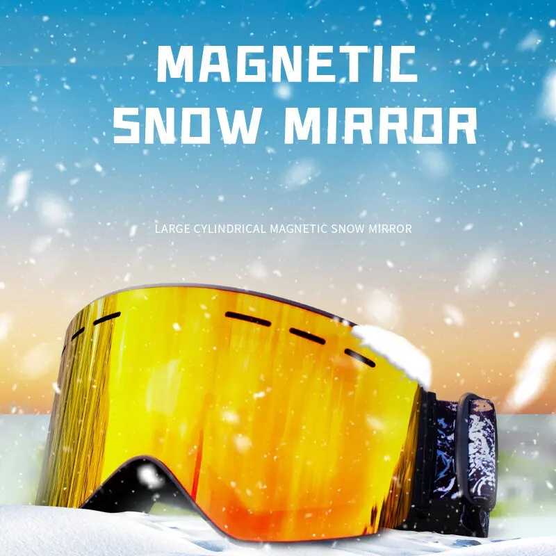 Obaolay Magnetic Ski Goggles for Adult HD Anti-Fog Full REVO Lenses Snow Glasses Large Size