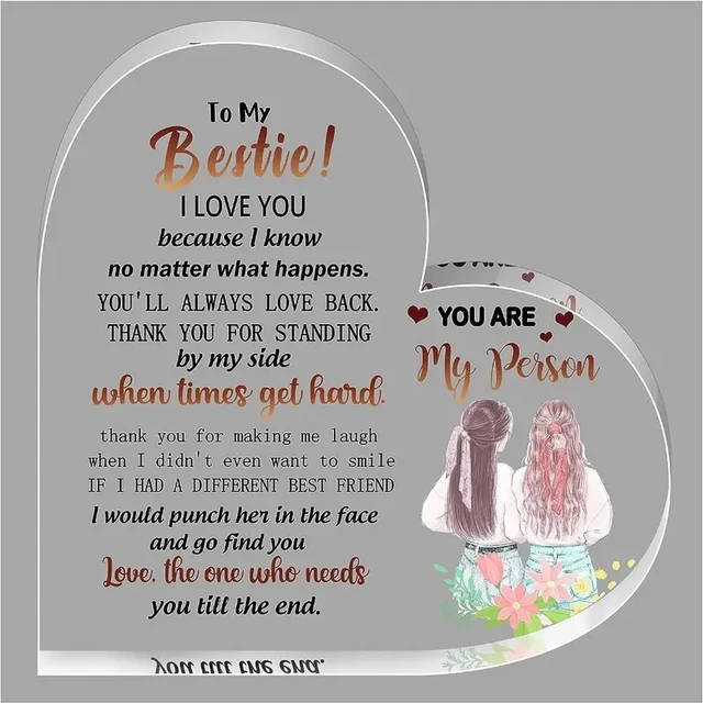 Best Friends Gifts for Women Acrylic Heart Friendship Table