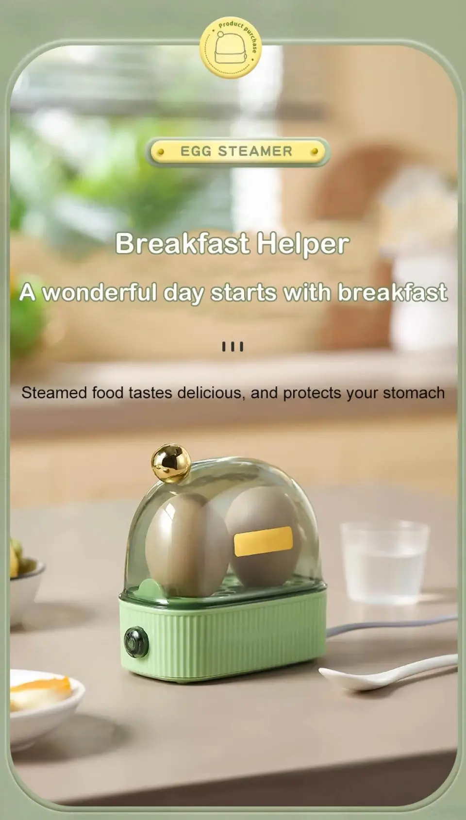 120W Multifunctional Electric Egg Boiler Poacher Automatic Power Off Egg Cookers Mini Breakfast Machine with Food Steamer