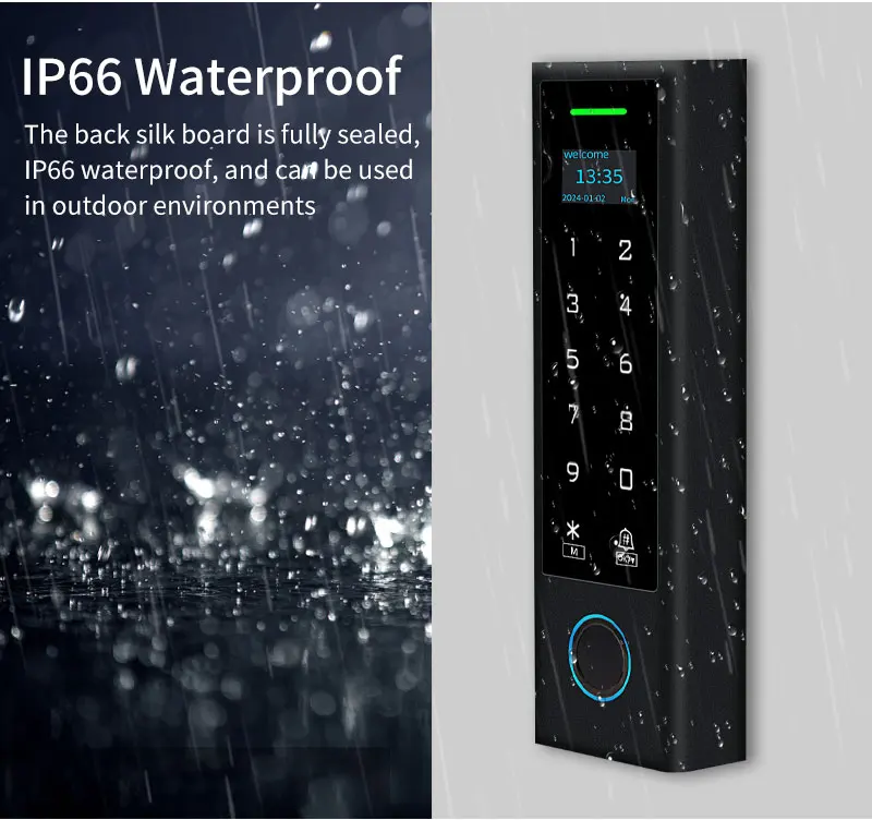 WIFI TUYA Biometric Fingerprint Access Controller Keypad OLED Screen Waterproof