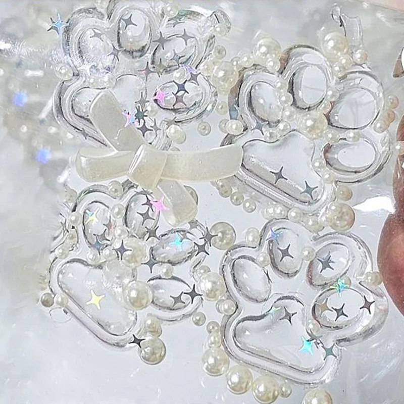 Creative Funny Stress Relief Toy Transparent Pearls Bow Cat Claw Antistress Foot Toys Super Soft Decompression Pinch Toy