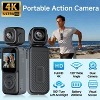 Cámara de Acción Wifi 4K HD Doble Lente con Pantalla LCD, Antivibración y Lente Giratoria 180° para Vlog, Viajes y Bicicleta
