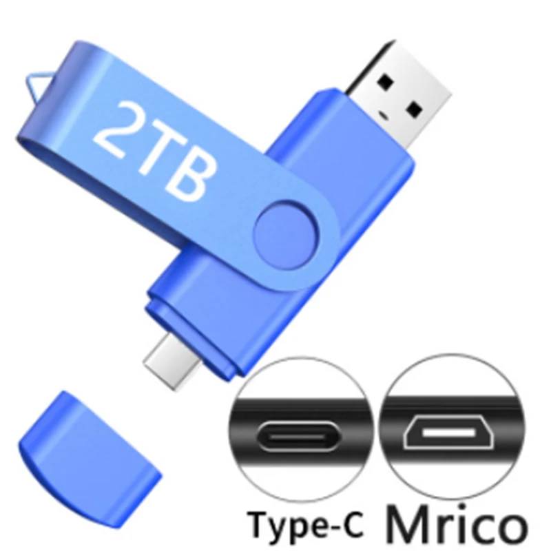 New Portable 3.0 USB Flash Drive OTG Pen Drive 2TB Dual Interface 3 In1