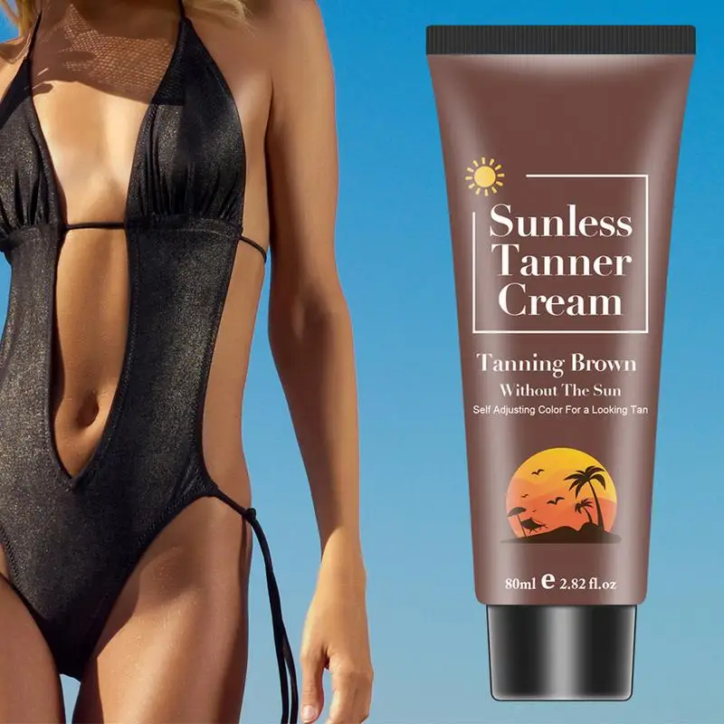 80ml Summer Fast Tanning Cream Skin Self Tanning Cream Sunless Self Tanner Natural Glow Body Bronzer Easy Use Bronzing Lotion