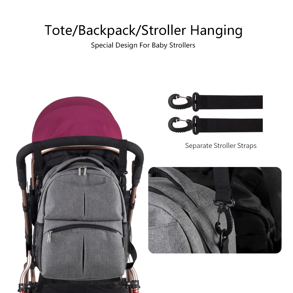 Insular Brand New Style Solid Color Baby Diaper Bags Backpacks Multifunctional Mommy Bags Backpacks Waterproof Nappy Backpacks 6