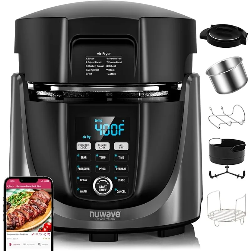 Air Fryer & Electric Pressure Cooker, 540-in-1 Highly Programmable One-Touch Cooker, 105kPa, Crisp&Tender Flavor Combo For Food