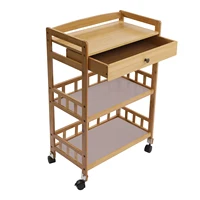 Mobile Kitchen Cart Trolley Rolling Wheelcart Storage Rack Beauty Salons Restaurants Bamboo 65kg Bearing 6